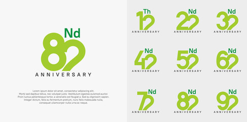 Fototapeta premium anniversary logotype vector design set green color can be use for celebration day