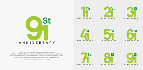 anniversary logotype vector design set green color can be use for celebration day