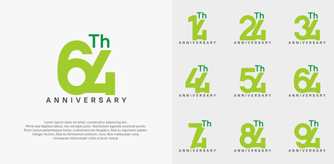 anniversary logotype vector design set green color can be use for celebration day