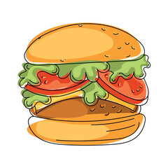 Burger Fast food icon sketch Vector illustration