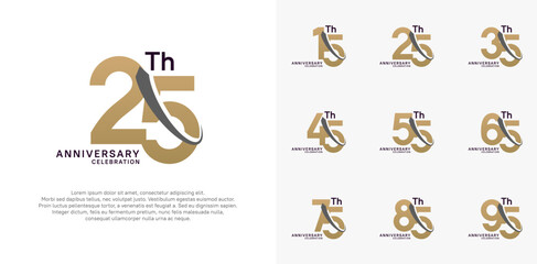 anniversary vector set. brown color with black swoosh can be use for celebration