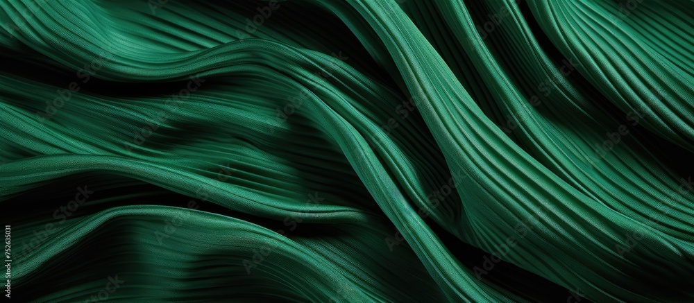 Poster a vibrant green background featuring undulating wavy lines, resembling a textured silk corrugated fa