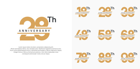 anniversary vector set design with brown color for celebration day