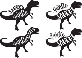 4 styles auntie saurus, family saurus, matching family, dinosaur, saurus, dinosaur family, tRex, dino, t-rex dinosaur vector illustration file