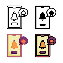 Reminder icon set style collection in line, solid, flat, flat line style on white background