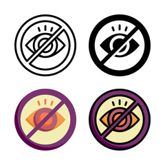 Keep eyes icon set style collection in line, solid, flat, flat line style on white background