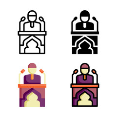 Sermon icon set style collection in line, solid, flat, flat line style on white background