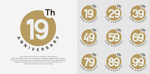 anniversary logotype vector set with brown color circle can be use for celebration moment