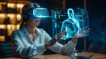 Fototapeta premium Telecommunication with VR technology
