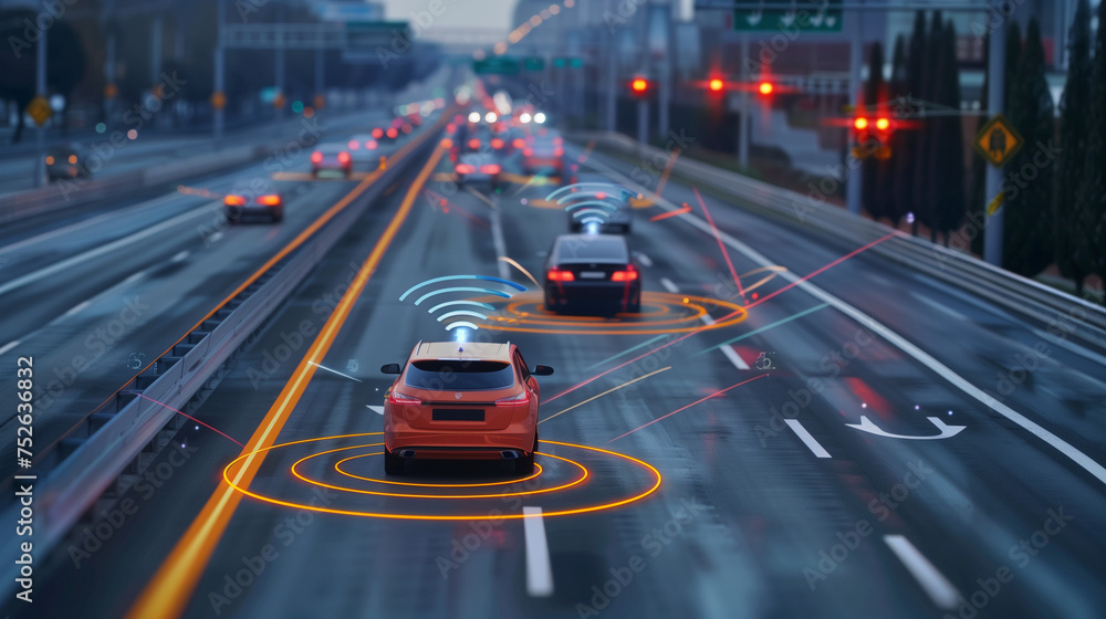 Aufkleber social infrastructure and communication technology concept. iot(internet of things). autonomous tran