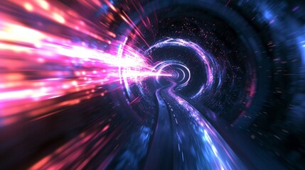 Time travel light tunnel in space connecting two universe. Fantasy sci-fi. - 752637017