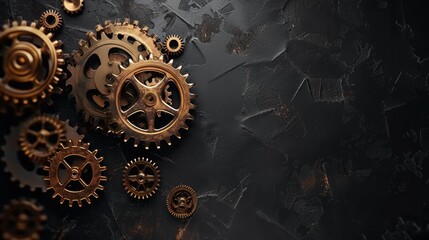 Steampunk gears and cogs, industrial design - obrazy, fototapety, plakaty