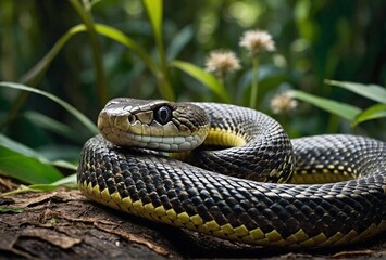 Obraz premium Serpentine Splendor: Capturing the Elegance of Nature's Most Graceful Predator