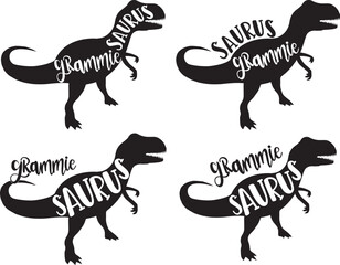 Obraz premium 4 styles grammie saurus, family saurus, matching family, dinosaur, saurus, dinosaur family, tRex, dino, t-rex dinosaur vector illustration file