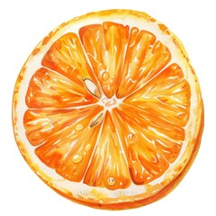 Vibrant Watercolor Illustration of an Orange Slice