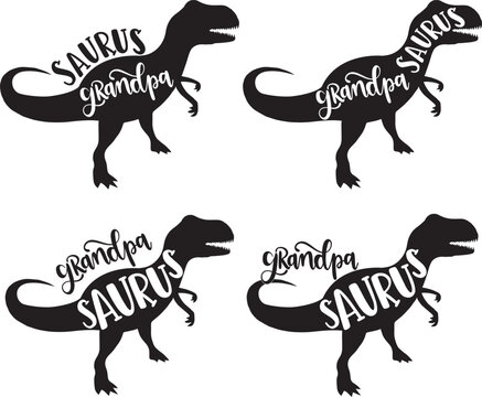 4 styles grandpa saurus, family saurus this design is good for printing, scrap booking, gift, mugs, t-shirt and more