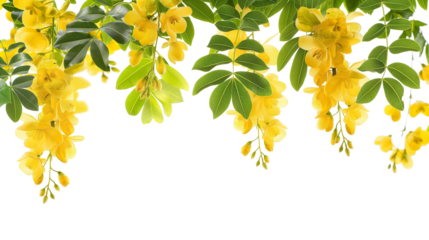 The cassia fistula flower or National of Myanmar flower, Illustration.