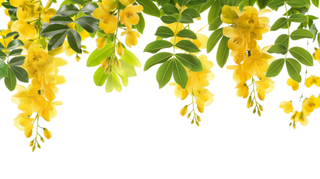 The cassia fistula flower or National of Myanmar flower, Illustration.