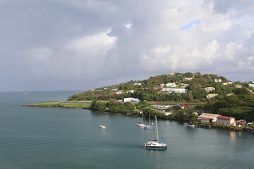 Castries Harbour in Castries, St. Lucia with boats