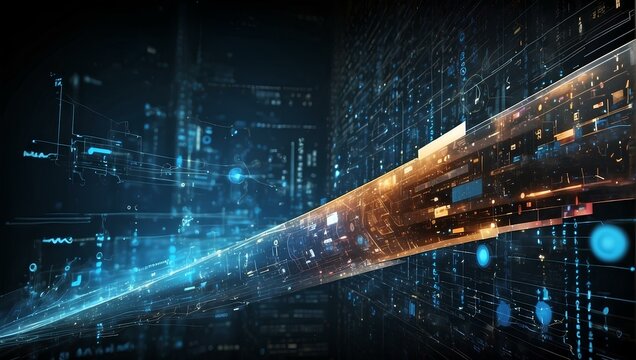 Digital cable, data transmission and communication. Technology background.