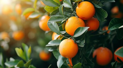 vibrant oranges growing on tree branches in orchard generative ai