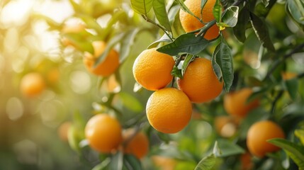 vibrant oranges growing on tree branches in orchard generative ai