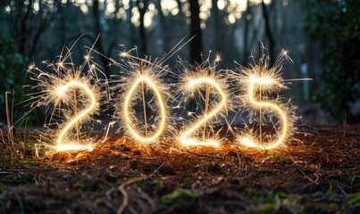 New Year 2025 sparkler writing