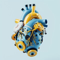 3D human heart model over plain background - obrazy, fototapety, plakaty