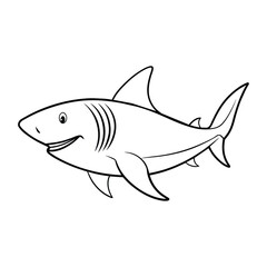 Shark illustration coloring page for kids