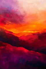 Cercles muraux Bordeaux Vibrant and Painterly Abstract Landscapes with Dreamy Atmosphere