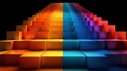 abstract background of stair made of colorful cubes