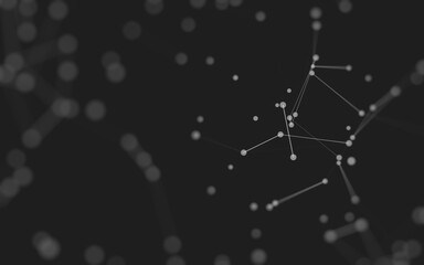 Abstract background. Molecules technology with polygonal shapes, connecting dots and lines. Connection structure. Big data visualization.