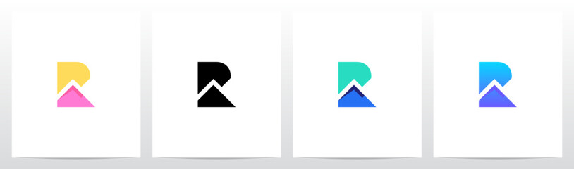 Line Chart Inside Letter Initial Logo Design R