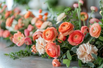 At the Spring flower arranging workshop, participants craft vibrant bouquets with colorful blooms, exuding cheerfulness.