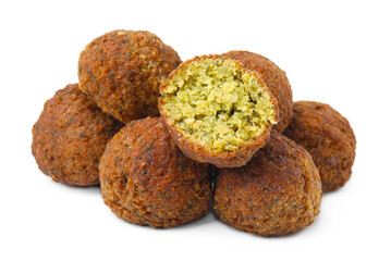 Delicious fried falafel balls isolated on white