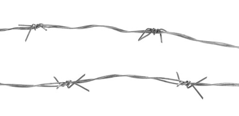 Shiny metal barbed wire isolated on white