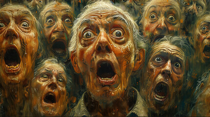 Zombie Horror: Elderly Undead with a Shocked Expression