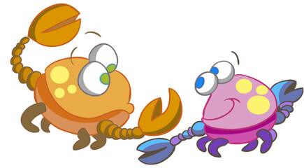 two colorful crabs