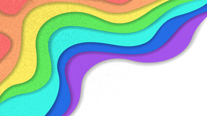 Bright textured wavy rainbow colors paper cut background with white empty place. Abstract 3d layered illustration, lgbt pride backdrop for summer banner, poster, mobile apps, ui design