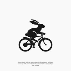 Cartoon rabbit riding bicycle, monochrome with a details. Suitable for any business. © Bagas Dwiargo