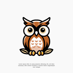 Cute Owl Cartoon Logo Illustration