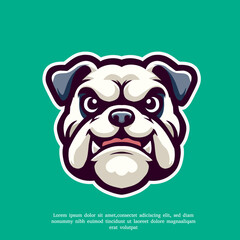 Cute Bulldog Head Cartoon Vector Icon Illustration. Flat Cartoon Style