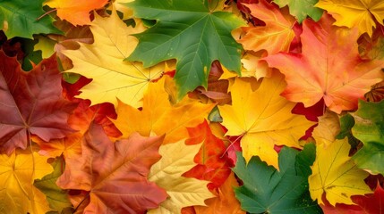 Naklejka na ściany i meble Autumn maple leaves background generative ai