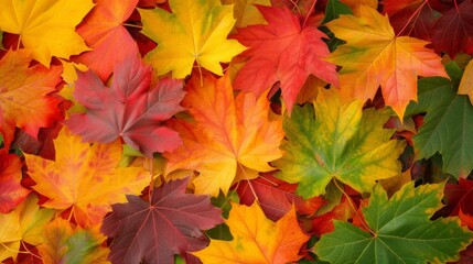 Naklejka na ściany i meble Autumn maple leaves background generative ai