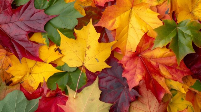 Autumn maple leaves background generative ai