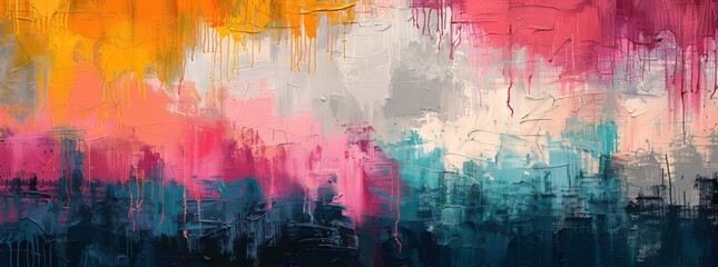Abstract mural with undulating waves of color, evoking a sense of motion and harmony in a contemporary urban setting.