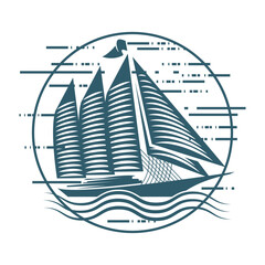 vector illustration of vintage ship for t shirt, hoodie, streetwear, clothing line, wallpaper, backdrop and background	