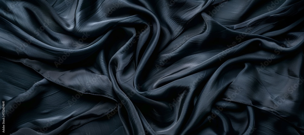 Poster luxurious black silk fabric texture creating a delicate and elegant background for design projects
