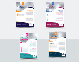 Free Modern Four Color Variation Travel Flyer Design Template.