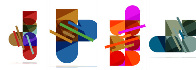 Square and round shape geometric poster set for wallpaper, business card, cover, poster, banner, brochure, header, website